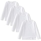 Comche 4 Pack Cotton Long Sleeve Tee Shirts for Boys and Girls Kids Toddlers' Basic Crewneck Tops T-Shirts