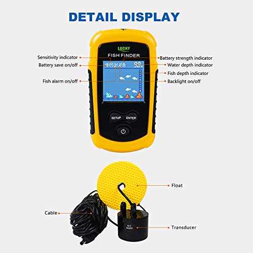 Lixada Sondeur De Poisson Filaire Portable Couleur Pêche Capteur Lcd 100 M De Profondeur Echolot