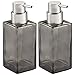 mDesign Modern Square Glass Refillable Foaming Hand Soap Dispenser Pump Bottle for Bathroom Vanities or Kitchen Sink, Countertops - 2 Pack, Smoke/Brushed