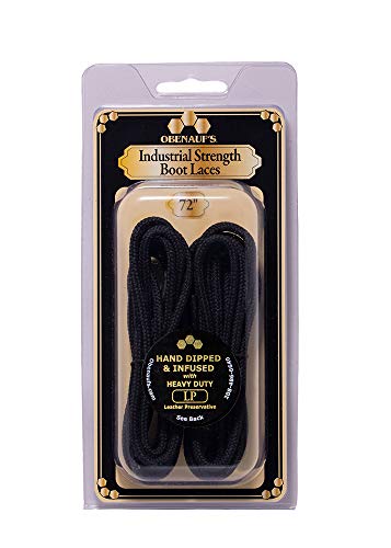 Obenauf's Boot Laces Industrial Strength Black Waxed Round 1 Pair 72 Inch