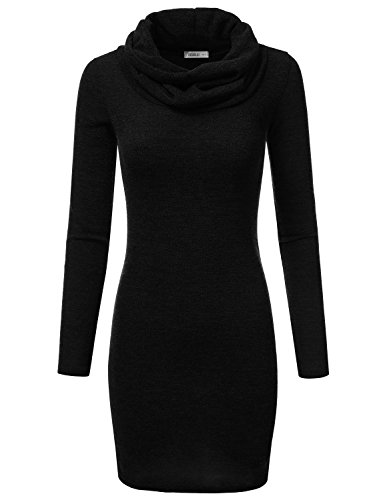 Doublju thin cowl neck tunic bodycon dress for women with plus si…