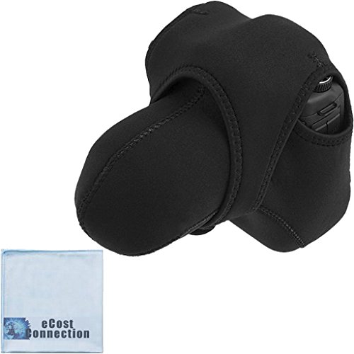 eCostReversible Two-Tone Neoprene Stretchy Wrap Case Small, Black and Gray for Olympus PEN E-PL7, E-PL5, E-P5, E-PM2, E-P1, E-P2 Camera + Microfiber Cloth