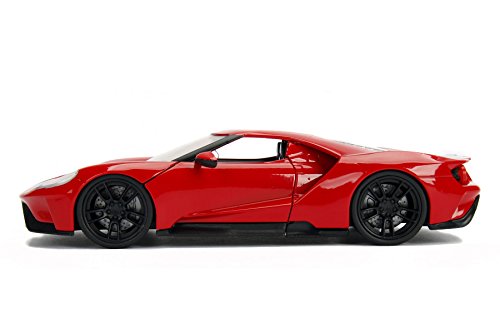2017 Ford GT Black with Red Stripes 1/24 Diecast Model Car by Jada 99389
