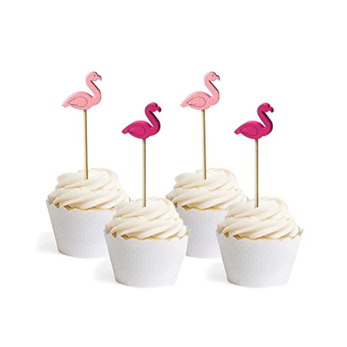 PROPARTY Pink Flamingo Cocktail Cake Cupcake Toppers Picks for Wedding Birthday Baby Shower Hawaiian Themed Parties Decoration Set of 120 - Thumbnail 2