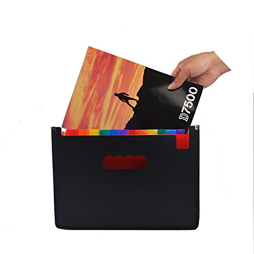 24 Pockets Expanding File Folder with Labels,A4 Size Colorful file organizer Plastic Business File Organizer Box Portable Desktop Business Paper Document Holder Wallet for Office School Host