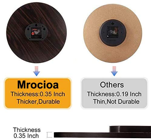 Vintage Wooden Round Wall Clock,Shabby Chic Wood Farmhouse Silent Clock,Rustic Decorative Hanging Clocks, for for The Living Room, Kitchen, Bedroom, Non-Ticking (14 inch)