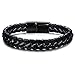 Jstyle Stainless Steel Braided Leather Bracelet for Men Bangle Wrap Magnetic-Clasp B-8