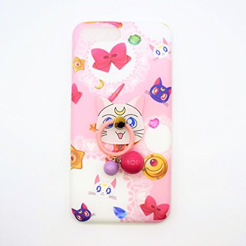 iPhone 7 Plus Case, LittleTaoTao Cute 3D Japanese Cartoon Pattern Sailor Moon Crystal Luna Cat with Kawaii Colorful Ball Ring Holder Soft TPU Case for Apple iPhone 7 Plus (iPhone 7 Plus 5.5")
