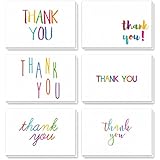 Juvale Thank You Cards - 48-Count Thank You Notes, Bulk Thank You Cards Set - Blank on The Inside, 6 Colorful Rainbow Font Designs - Includes Thank You Cards and Envelopes, 4 x 6 Inches