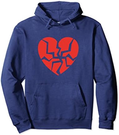 Unisex Broken Torn Heart Pieces Sad Valentines Hoodie Large Navy