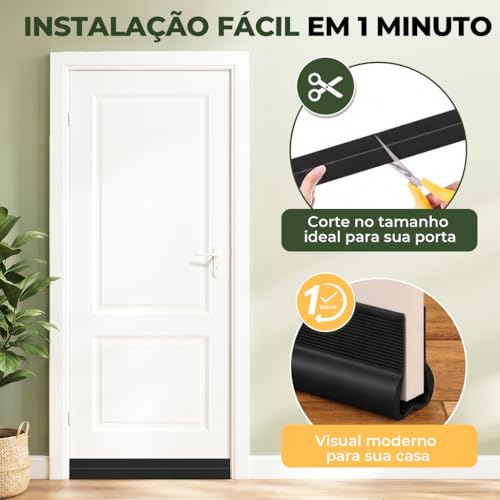 Veda Porta Inferior 93 cm Ajustável Adesivo Protetor de Porta em PVC para Bloquear Vento, Poeira, Insetos e Ruídos,Design em Arco 30° para Deslizamento Suave Corte Sob Medida(Branco)