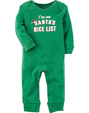 Carters Baby Boys Santa's Nice List Jumpsuit 12 Months Green