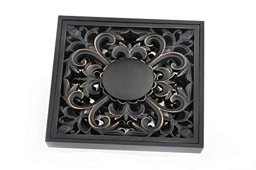 Beelee Bathroom Accessory 4 Inches Square Solid Brass Shower Ground Drainer, Oil Rubbed Bronze Floor - Thumbnail 6
