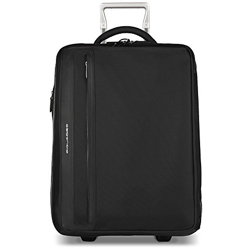 Piquadro Cabin Trolley with Double Computer and Ipadair/air2 Compartment and Side Handles, Black