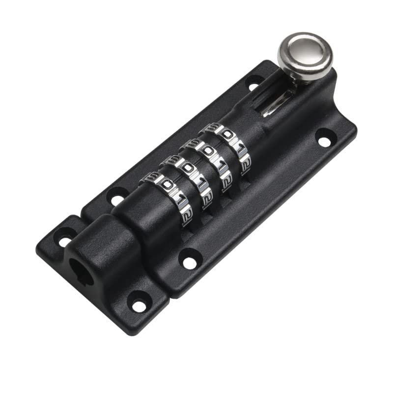 WANGCL Combination Locking Bolt 4 Digit Sliding Lockable Padbolt Sliding Heavy Duty 120mm Stainless Steel with Anti-Tamper Screws（Black）