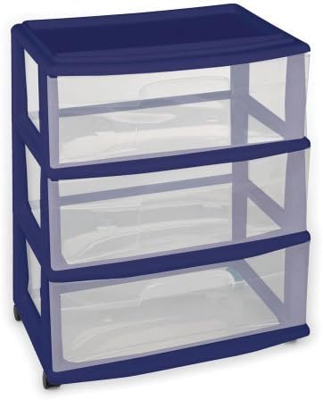 3-Drawer Wide Cart,Cobalt Blue