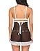 Oheetu Women Sexy Lingerie Lace Babydoll Convertible Bra Set Splicing Chemises