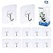 Adhesive Hooks Utility Hooks - 12 Packs 22lbs Heavy Duty Wall Hooks Waterproof Reusable Seamless Sticky Hook for Bathroom Kitchen Wall Door Ceiling and More Transparent DEWANG Command Hooks Heavy Duty