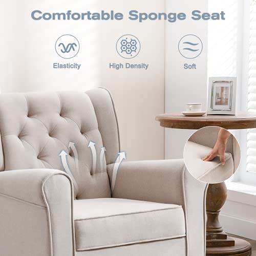 Mid Century Modern Rocking Chair, Tufted Upholstered Glider