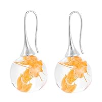 blackbirdlee Luminous Ear Drop, Dried Flower Round Drop Pendant Hook Earrings, Women Party Banquet Club Jewelry, Best Gift Souvenir for Birthday Valentine