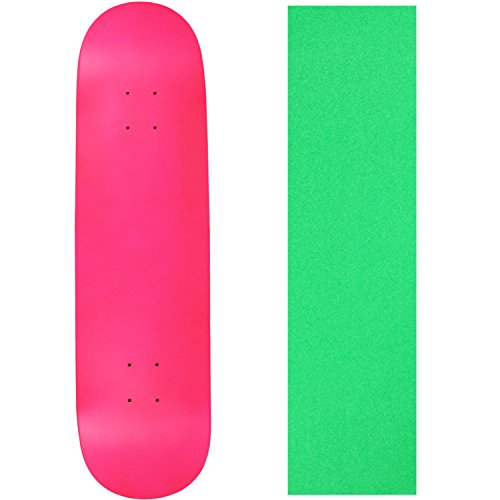 Skateboard Deck Blank Neon Pink 8.0" Neon Green Grip