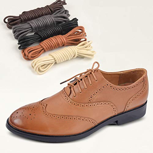 image for VESONNY Round Waxed Shoelaces, Cotton Boot Shoe Laces for Oxford Dress