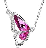 Hosaire Pendant Necklace Women's Crystal Chain Necklace with Butterfly Pendant Necklace Chainbone Chain Delicate Dress Accessories Purple