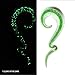BodyJ4You Glass Tapers Set Zigzag Glow in the Dark Aqua Plugs Ear Gauges Hangers 4G-16mm Stretchers 4PCS