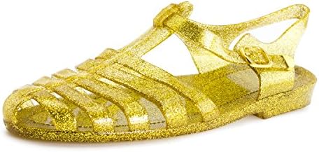 Generation19 Women's Soft Retro Jelly Buckle Closure Sandals Womens Gold 6