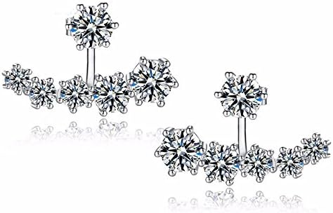 925 Sterling Silver Shiny Cubic Zirconia Crystal Beads Neckband Stud Earrings