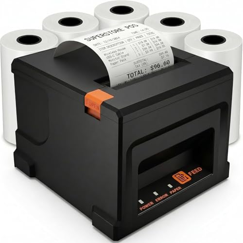 Fuhuihe 80mm Bluetooth POS Receipt Thermal Printer USB Compatible with Windows/Mac Ideal for Restaurants and Retail Stores