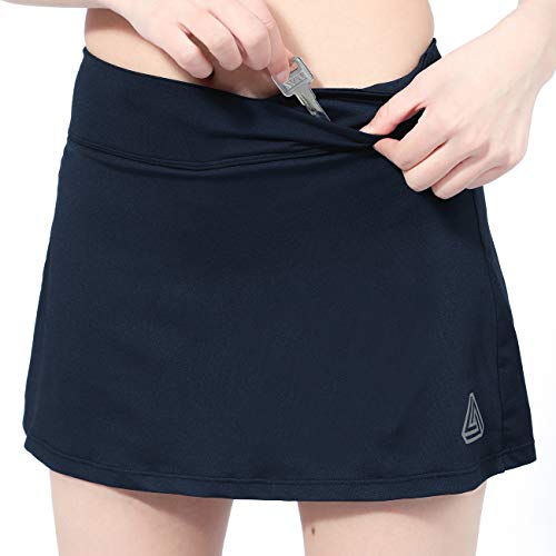 DOMICARE Women Pleated Active Athletic Skorts with Pockets, Lightweight Tennis Golf Skirts for Running Workout, M, Navy... - Thumbnail 6