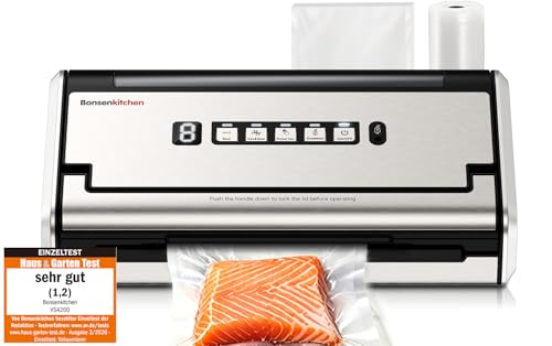Bonsenkitchen Vakuumiergerät, 5mm Breitversiegelung Auslaufsicher