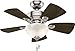 Hunter 34 inch Small Indoor Ceiling Fan with LED Light and Pull Chain - Standard Mount Ceiling Fan, 5 Blades, For Bedroom, Home Office, or Laundry Room, Quiet - Watson 52092, Brushed Nickel