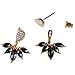 Lady Clear Crystal Leaf Feather Ear Jacket Earrings Back Ear Cuffs Stud Earrings for Women SUNSCSC (Black & Gold)