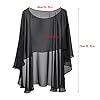 2 Pieces Chiffon Shawls Wraps Sheer Wedding Capelet Chiffon Wedding Capes, Black and White