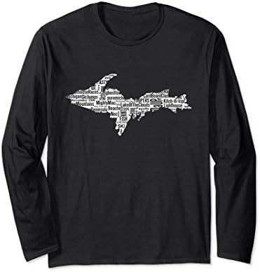 Unisex UP Upper Peninsula Word Art Collage Yoopers 906 Tshirt XL: Black