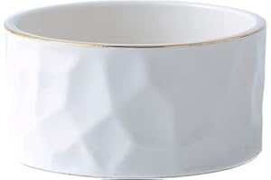 YOSCO Paper Clip Holder Ceramic Round Paper Clips Dispenser for Desk Cute,Gold Line Office Binder Clips Dispenser Organizer (White)