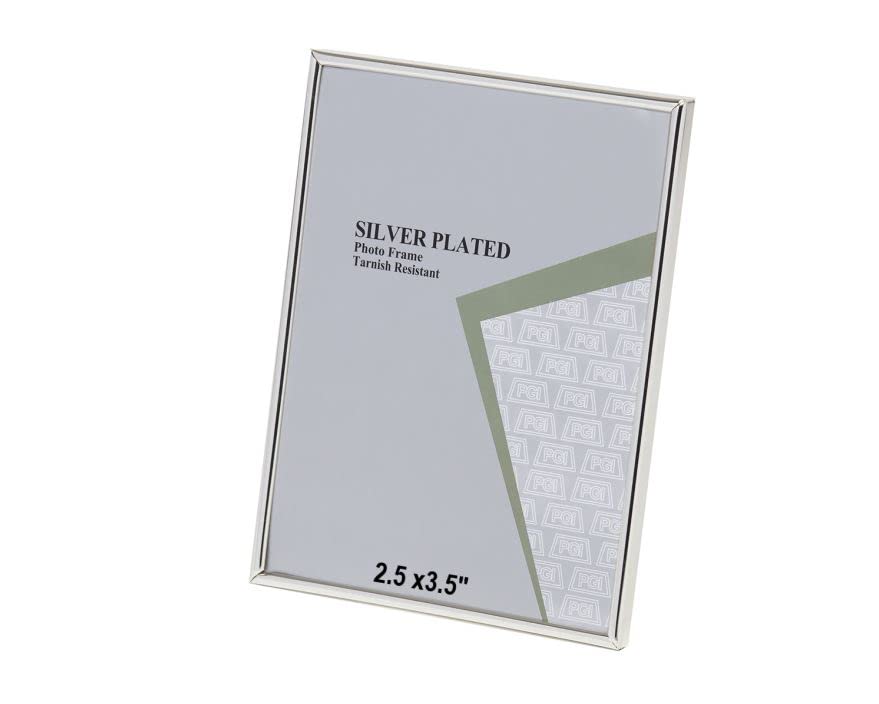 2.5 x 3.5-inch Silver Thin Edge Single Photo Frame Stands Both Ways - Velveteen Backing - Tarnish Resistant (2.5 x 3.5-inch)
