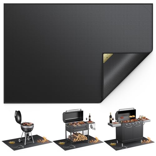 Non-Curl 60x40 inch Under Grill Mats for Outdoor Grill, Indoor Fire Pit