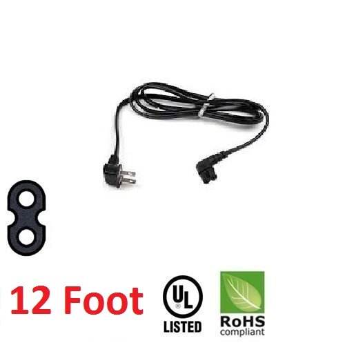 12 Foot Replacement TV Power Cord for Samsung PN 3903-000853 3903-000599 90 Angled 2 prong Figure 8
