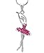 SoulBreezeCollection Light Pink Dancing Ballerina Dancer Ballet Pendant Necklace Charm (Hot Pink)