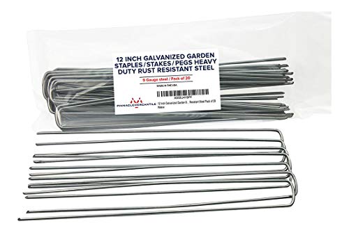 Pinnacle Mercantile 20-Pack 12 Inch Garden Stakes Galvanized Landscape Staples Heavy Duty Anti Rust Ground Anchor Fence Pegs Strong Durable Steel USA ...