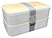 GRUB2GO THE ORIGINAL Japanese Bento Box (Upgraded 2020 Elegant White) w/ 2 Dividers + Larger Utensils w/Holder - Leakproof Lunch Container