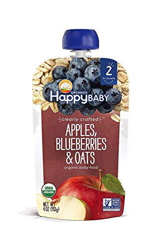 image for Happy Baby Organic Clearly Crafted Stage 2 Baby Food, Apples, Blueberr