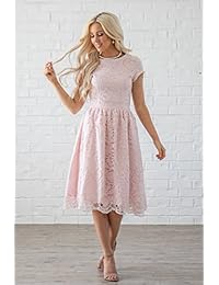 Jen Clothing Thea - Vestido de encaje semiformal o para dama de honor, color rosa