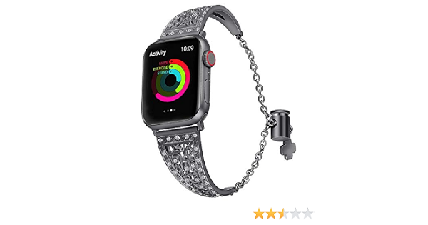 Apple Watch Luxury Stainless Steel Strap Shining Compatible with Apple Watch  Series 7 6 5 4 3 2 1 With Size 45mm 44mm 42mm 41mm 40mm 38mm  (38mm/40mm/41mm, Black): Buy Online at