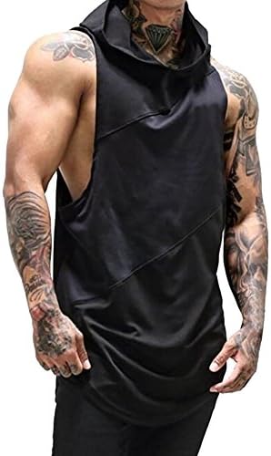 PASHY Men's Tops and Hoodies Men's Gyms Fitness Muscle Mesh Hoodie Solid Sleeveless Singlet T-Shirt Top Vest Tank