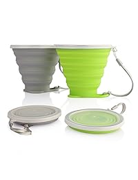 ME.FAM   Juego de 2 vasos plegables con tapa, sin