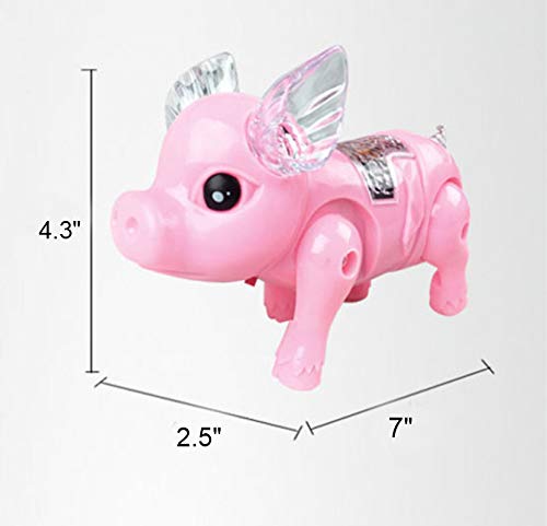 Electric Walking & Singing Musical Piggy Toy, OMGOD Pull and Sing Pig LED Flashing Lights Interactive Sound Stuffed Animal Puppy for Halloween Christmas birthday Best Gifts for Kids Toddler - Hot Pink - Thumbnail 4